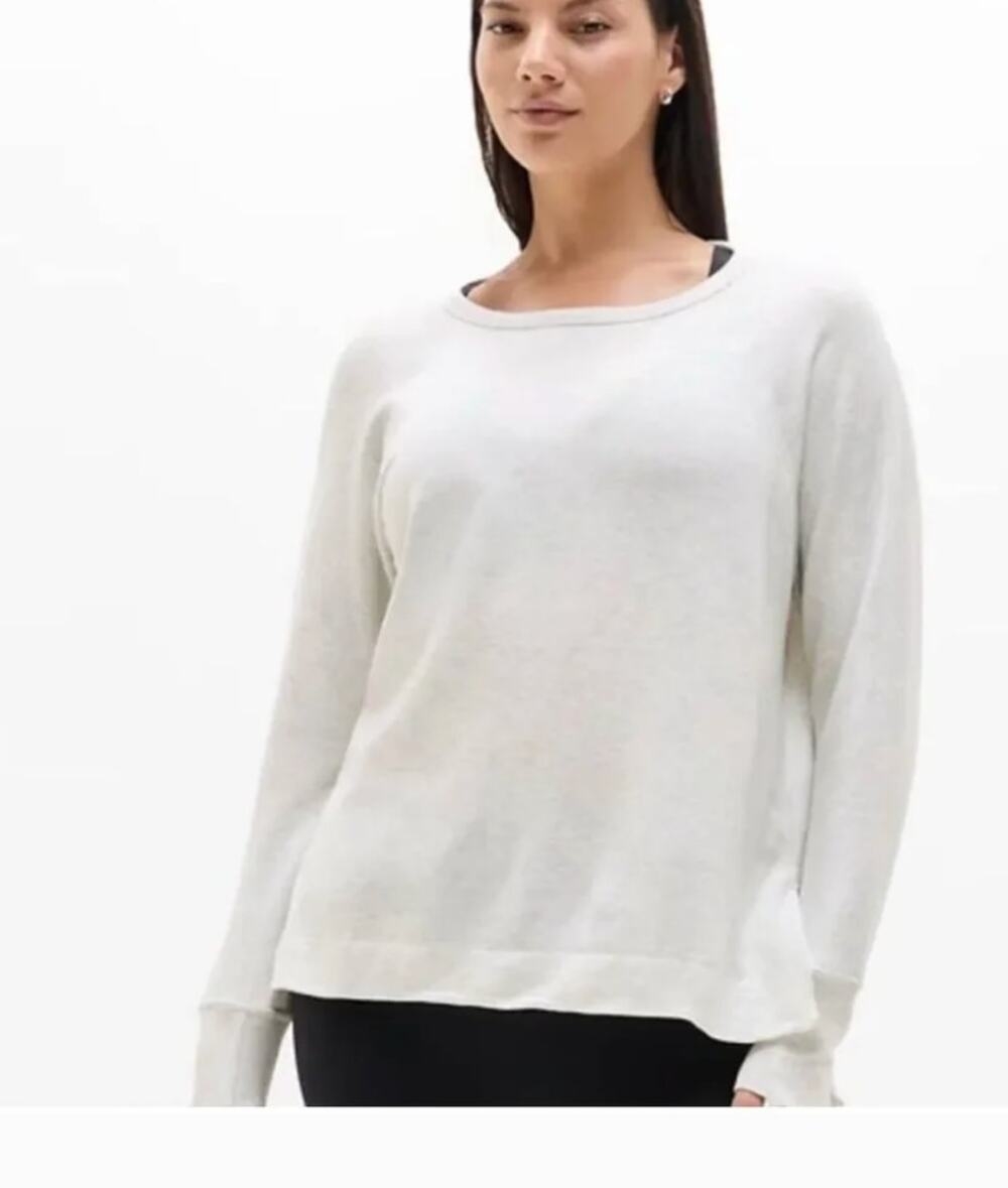 NEW Athleta Coaster Luxe Recover Pullover Sweatshirt gray Small TALL